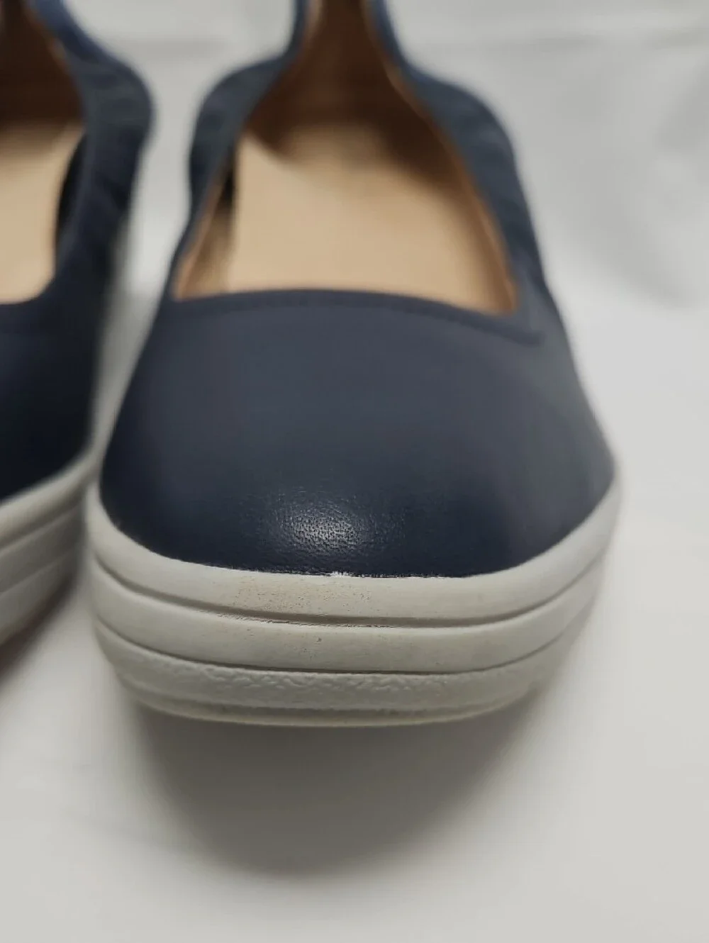 Vionic Jacey Womens 11 Navy Leather Suede Slip On Wedge Sneakers Comfort Shoes
